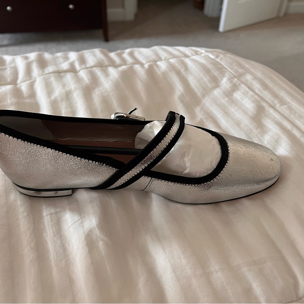 Maeve Metallic Silver Mary Jane’s from Anthropologie